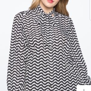Eloquii Printed Contrast Bow Blouse